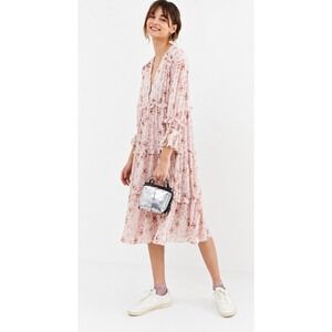 ghospell pink dress Ghospell Wrap Mini Dress With Oversized Bow Detail in Pink